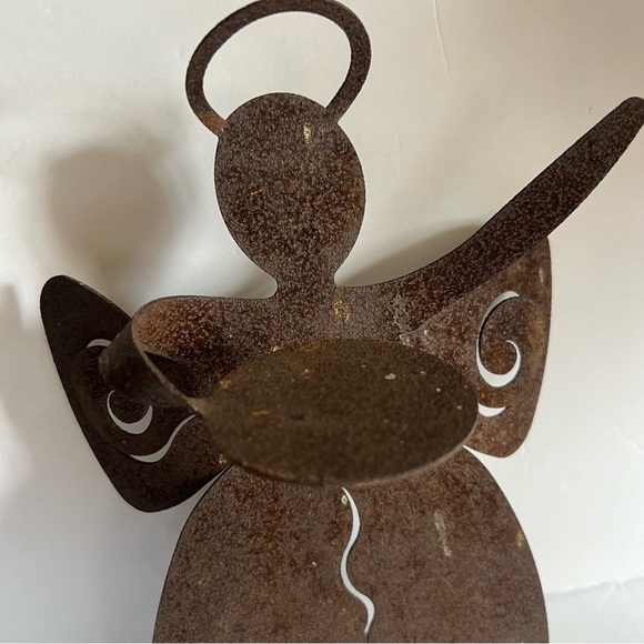 Rustic Metal Angel 12” Candle Holder Christmas Decor - Picture 9 of 13